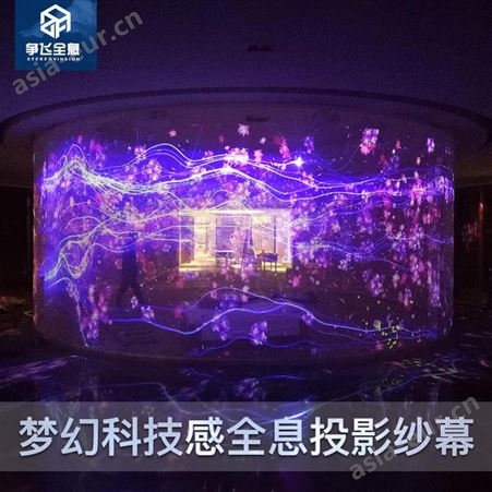 8米舞台表演幕布婚庆主题餐厅隐形3D立体投影仪半景画科技