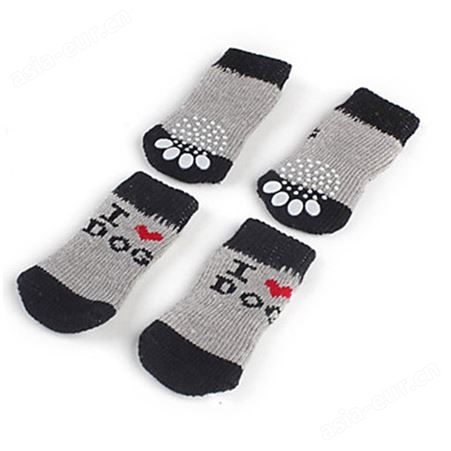 车缝袜子防滑袜底设计狗狗四季可穿4只/套脚套爪套防脏